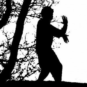 someone who's practicing marital arts in the park